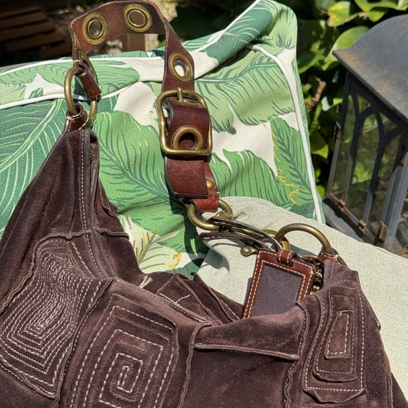 SALE - Vintage Ltd Edition Coach Suede Leather Mosaic Patchwork Duffle 10409 - Picture 7 of 13